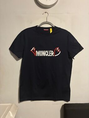 Moncler Navy Tee with Yellow Moncler Genius Tag